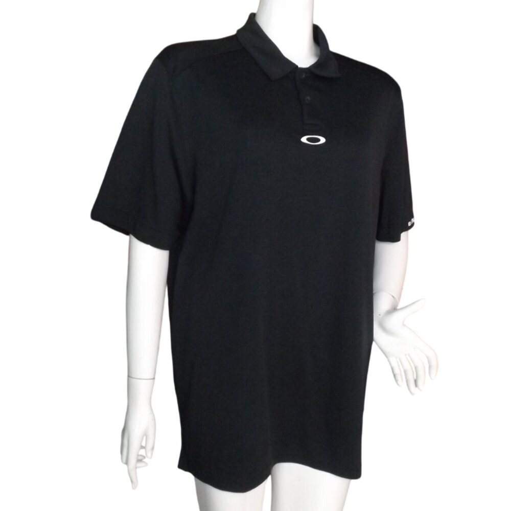 Oakley Polo Shirt, XL, Black, Short sleeve, Logo/O, 2 button collar, Regular Fit - Picture 3 of 12